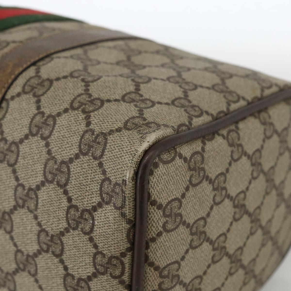 GUCCI GG Supreme Web Sherry Line Boston Bag PVC Beige Gold 58 02 007 Auth LNZ480