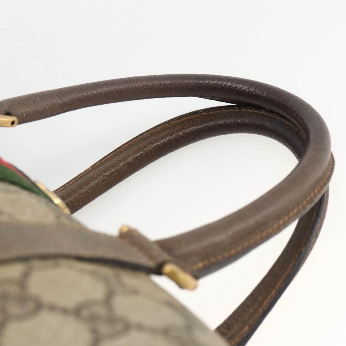 GUCCI GG Supreme Web Sherry Line Boston Bag PVC Beige Gold 58 02 007 Auth LNZ480