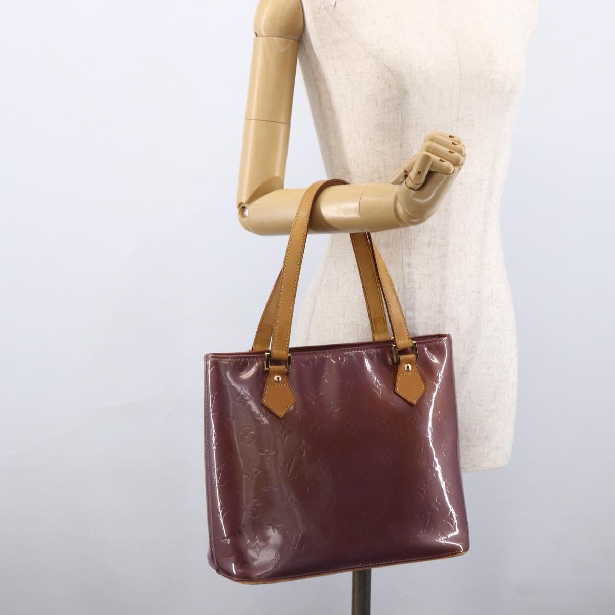 LOUIS VUITTON Monogram Vernis Houston Hand Bag Purple Viole M91093 Auth LNZ484
