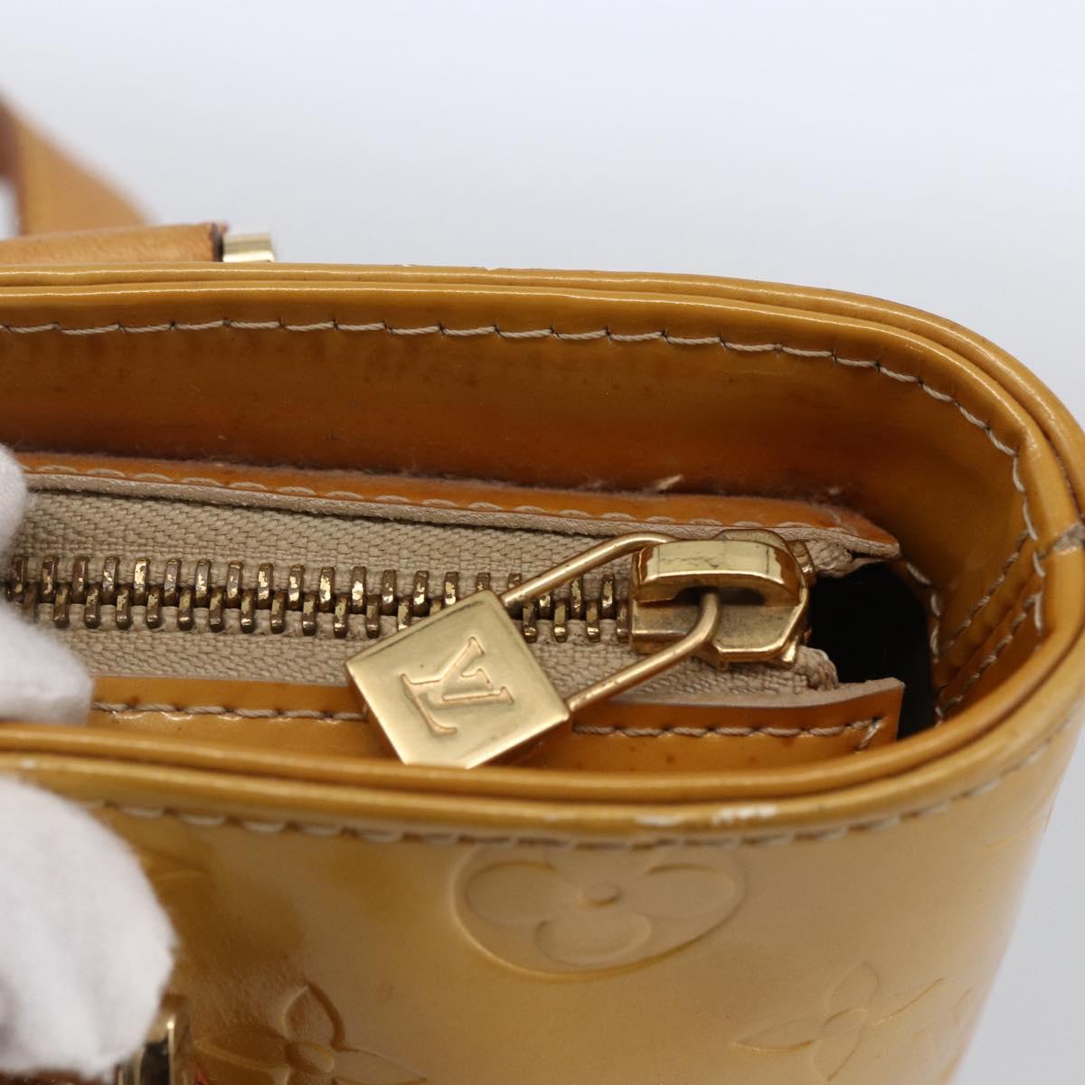 LOUIS VUITTON Monogram Vernis Houston Hand Bag Beige M91004 LV Auth LNZ488