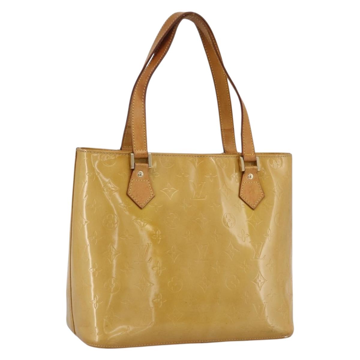 LOUIS VUITTON Monogram Vernis Houston Hand Bag Beige M91004 LV Auth LNZ488