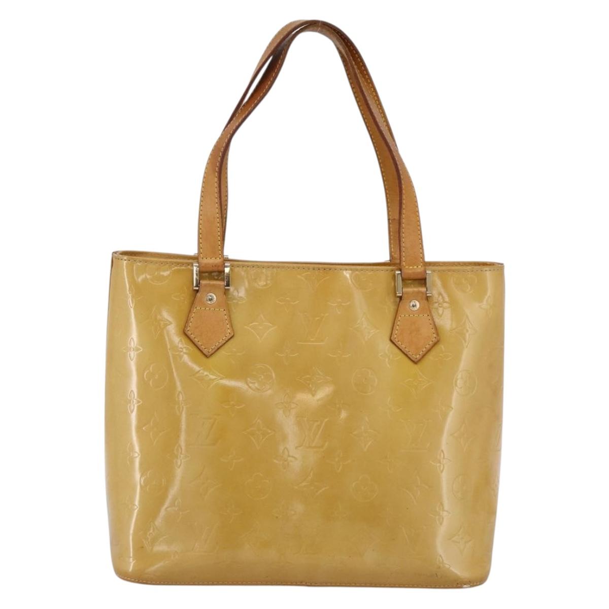 LOUIS VUITTON Monogram Vernis Houston Hand Bag Beige M91004 LV Auth LNZ488