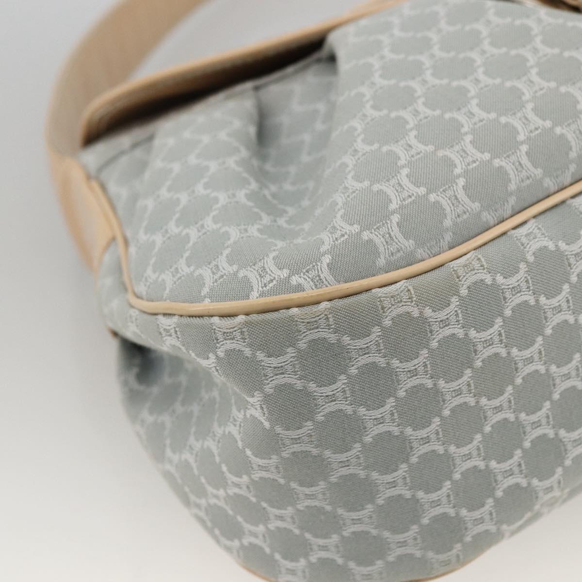 CELINE C Macadam Canvas Shoulder Bag Light Blue Silver Auth LNZ508V