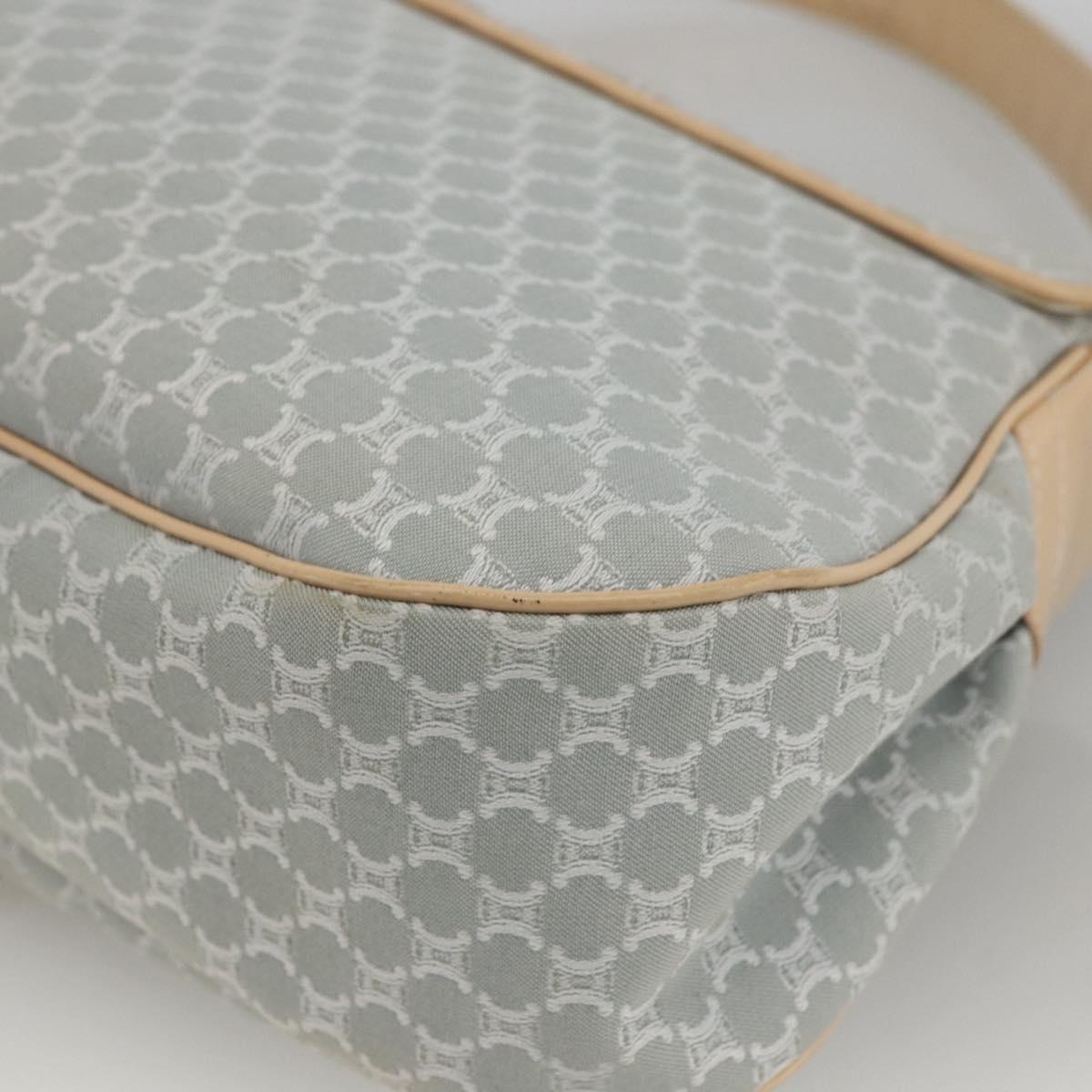 CELINE C Macadam Canvas Shoulder Bag Light Blue Silver Auth LNZ508V