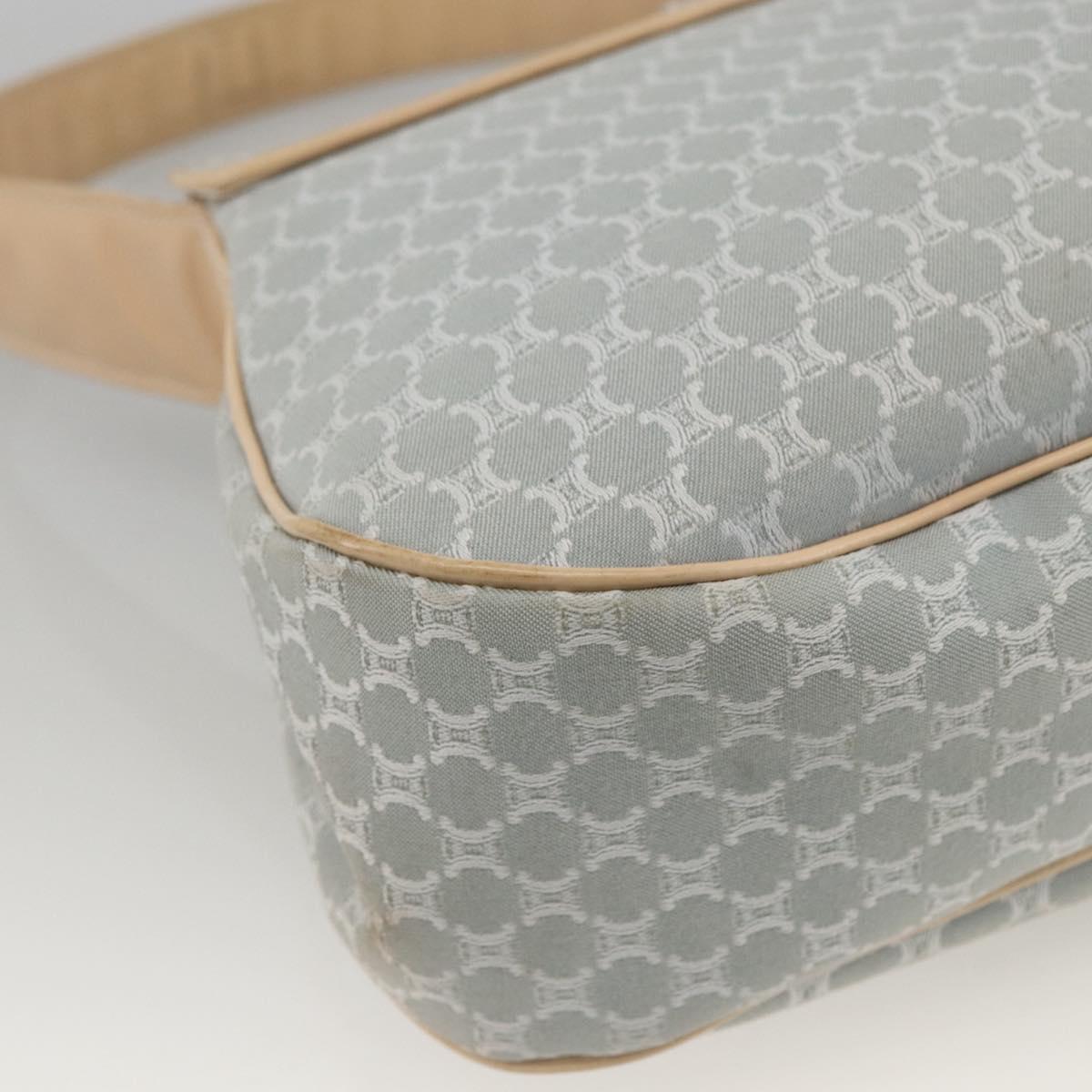 CELINE C Macadam Canvas Shoulder Bag Light Blue Silver Auth LNZ508V
