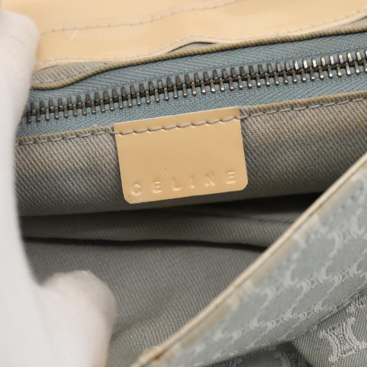 CELINE C Macadam Canvas Shoulder Bag Light Blue Silver Auth LNZ508V