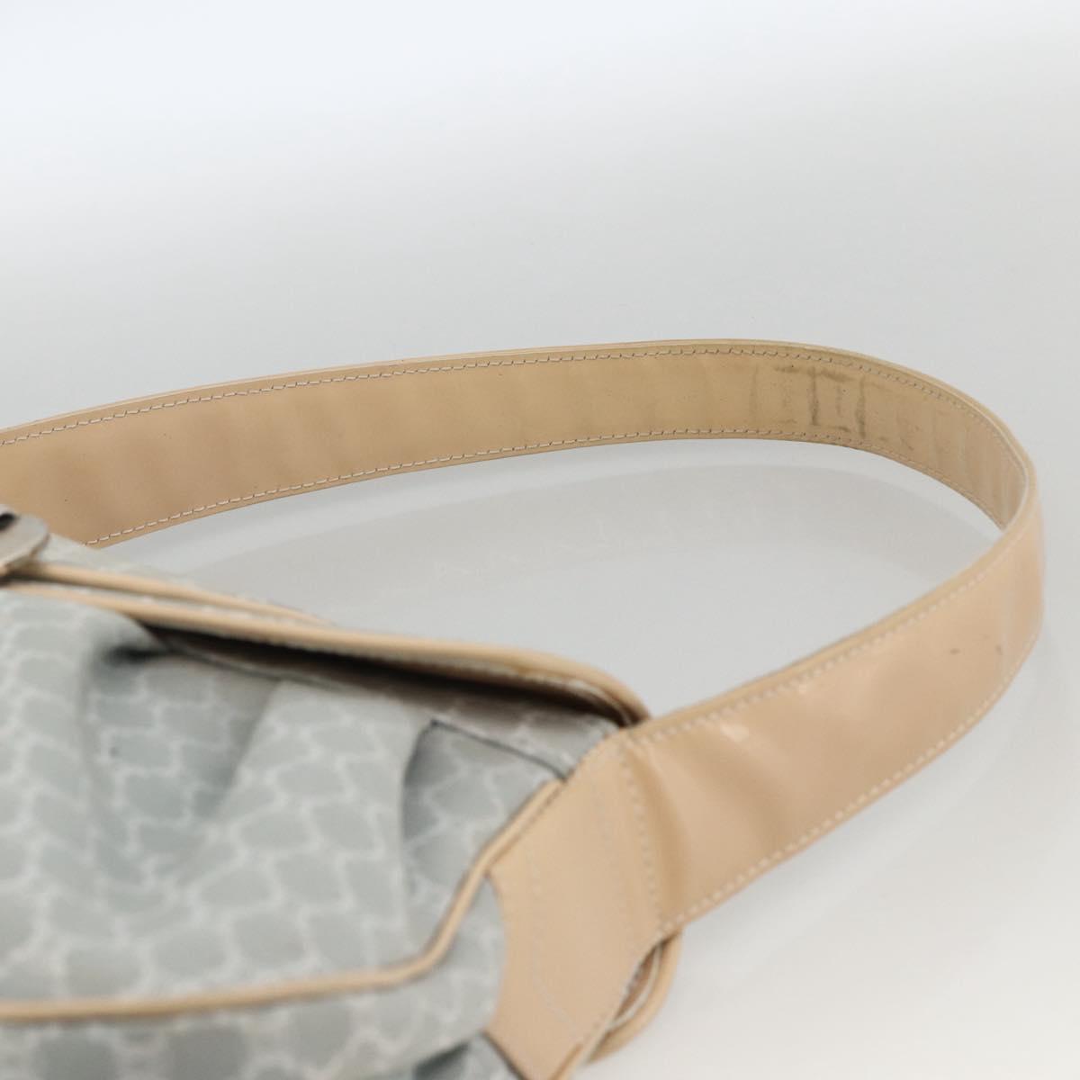 CELINE C Macadam Canvas Shoulder Bag Light Blue Silver Auth LNZ508V
