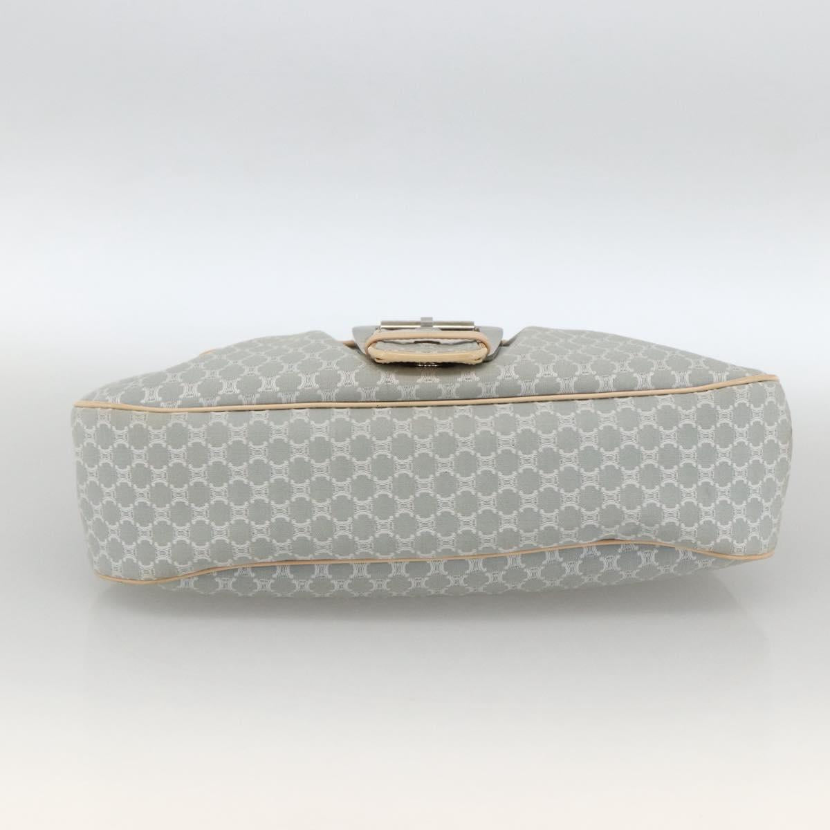 CELINE C Macadam Canvas Shoulder Bag Light Blue Silver Auth LNZ508V