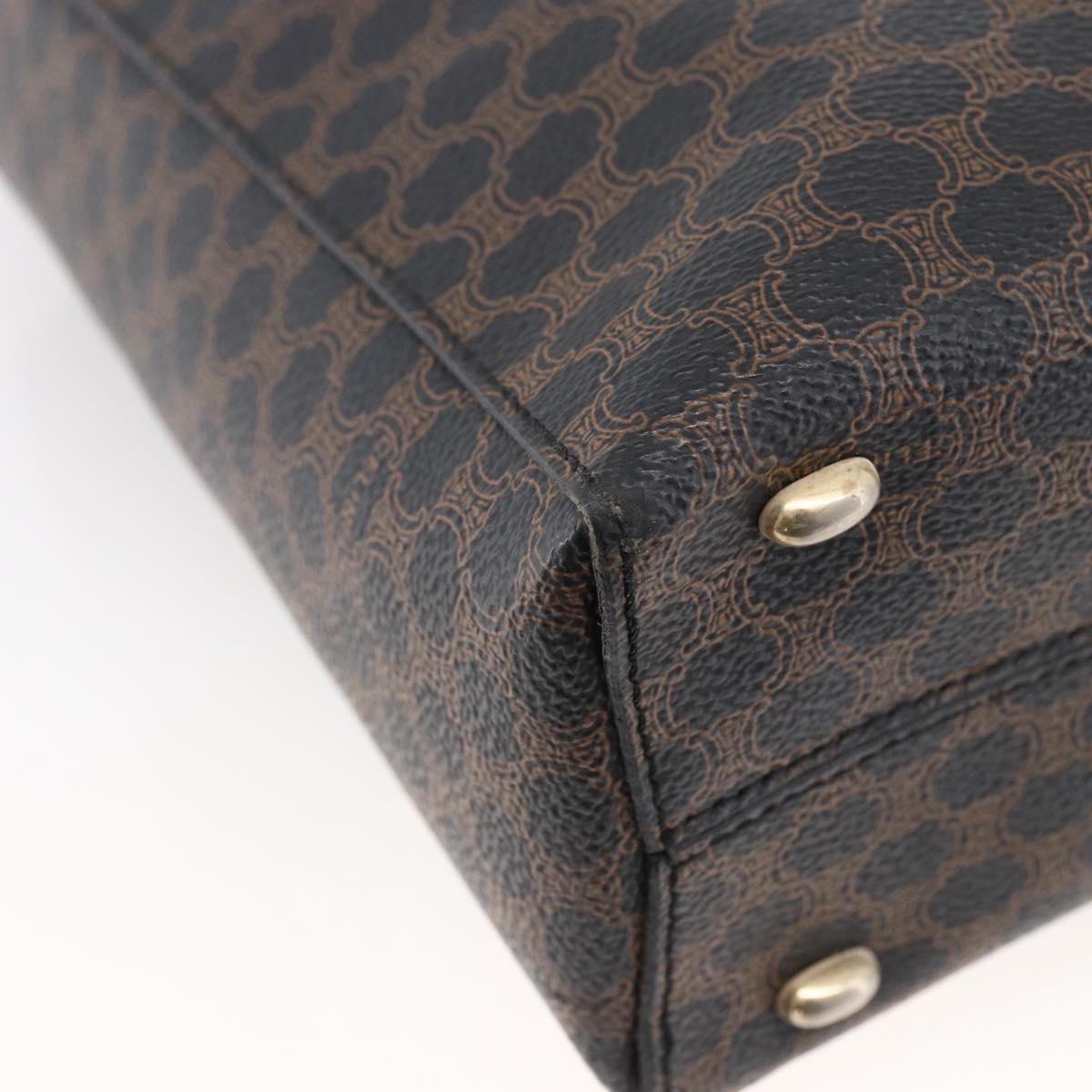 CELINE Macadam Canvas Hand Bag PVC Leather Black Gold Auth LNZ528