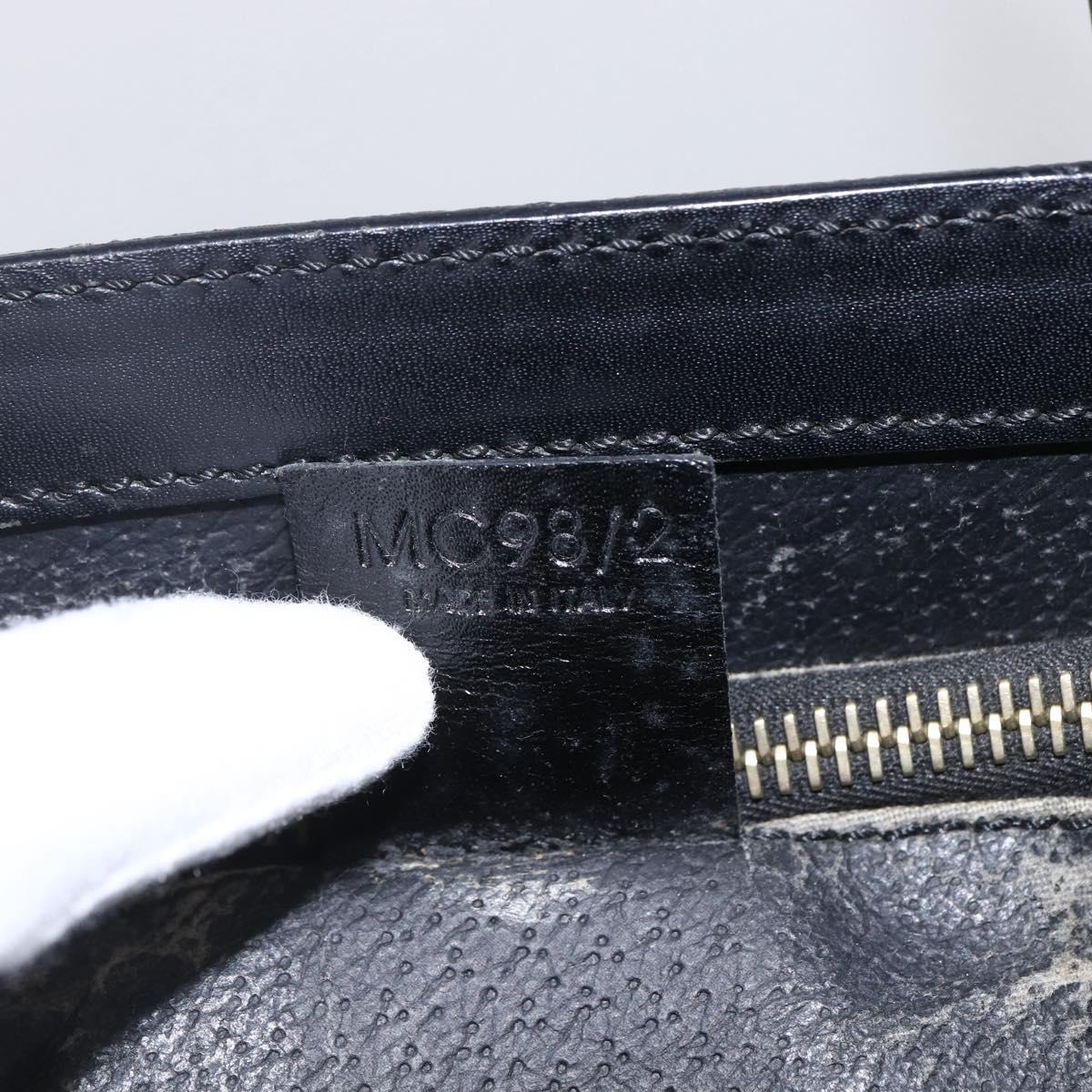 CELINE Macadam Canvas Hand Bag PVC Leather Black Gold Auth LNZ528