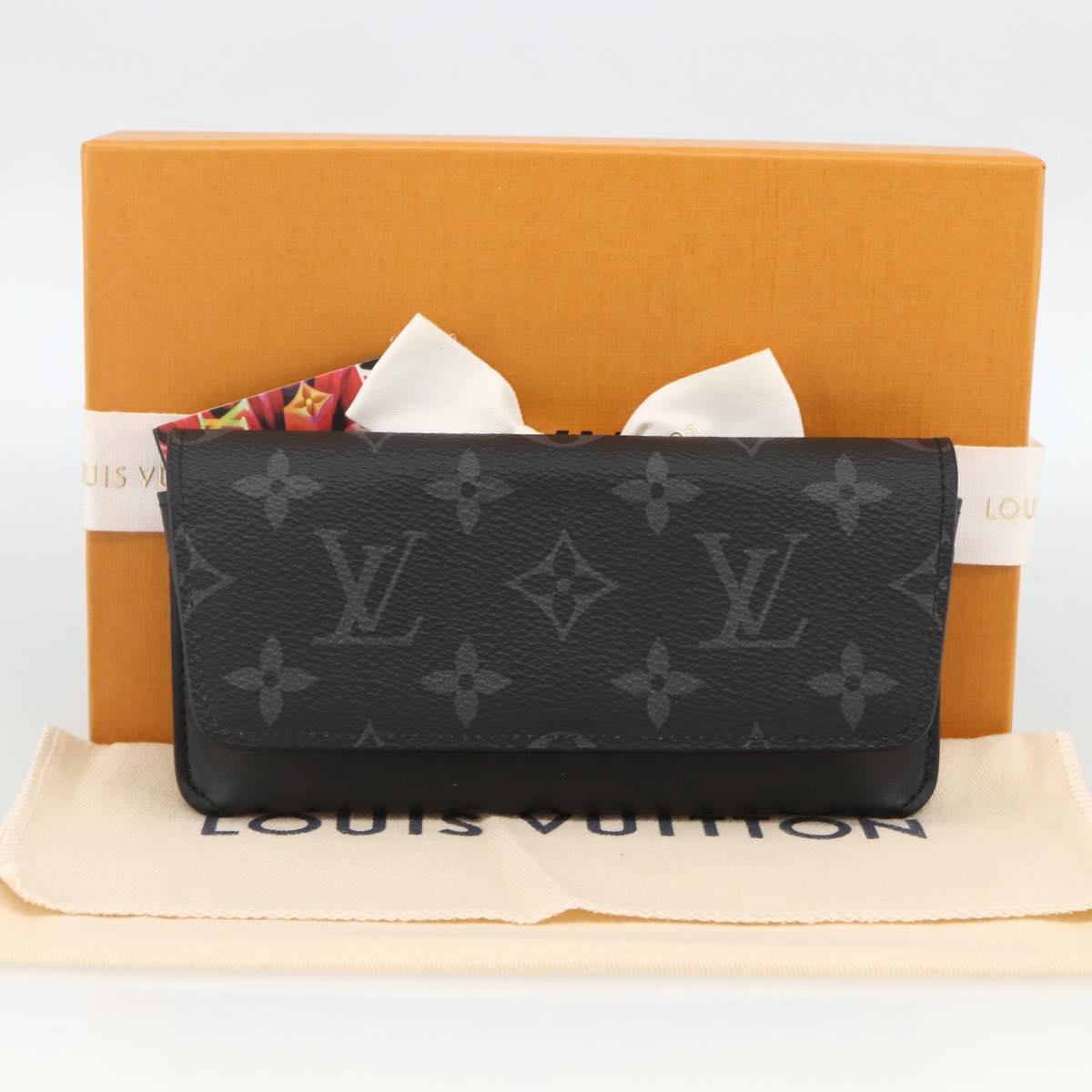LOUIS VUITTON Monogram Eclipse Etui Lunette Woody Case GI0296 LV Auth LNZ530M