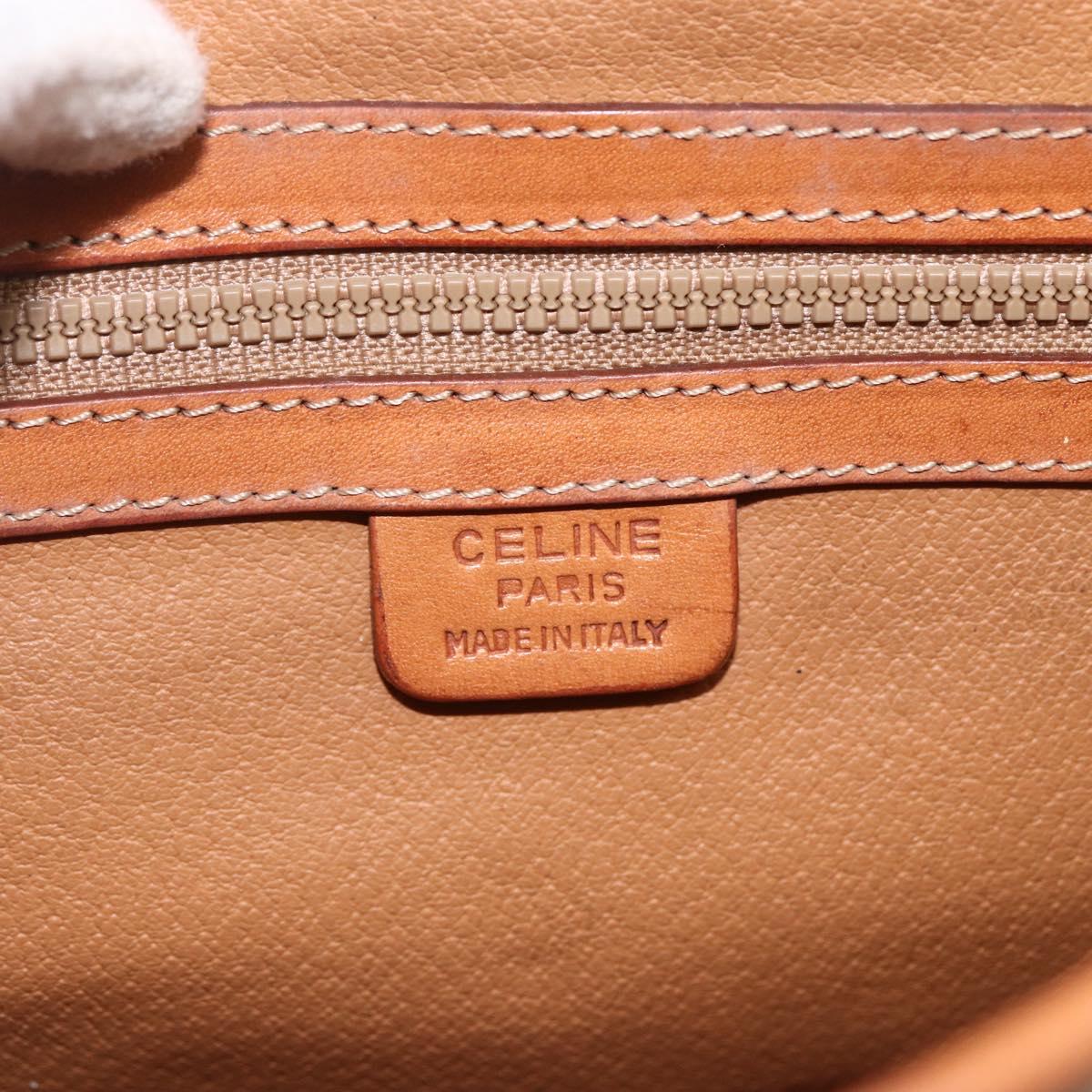 CELINE Macadam Canvas Hand Bag PVC Beige Gold Auth LNZ539