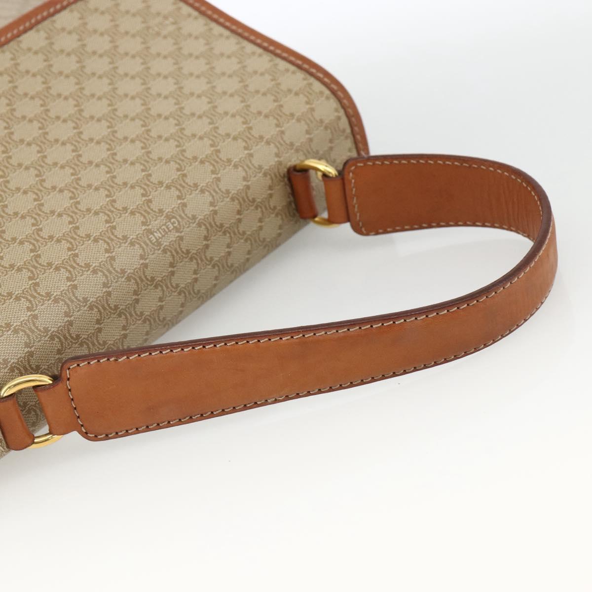 CELINE Macadam Canvas Hand Bag PVC Beige Gold Auth LNZ539
