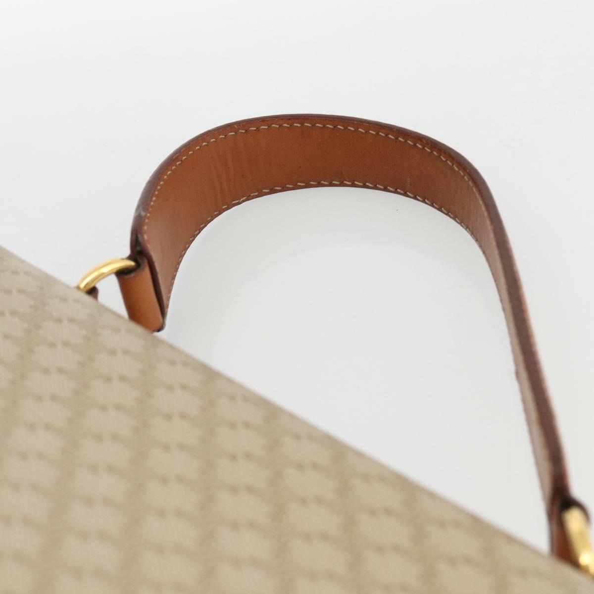 CELINE Macadam Canvas Hand Bag PVC Beige Gold Auth LNZ539