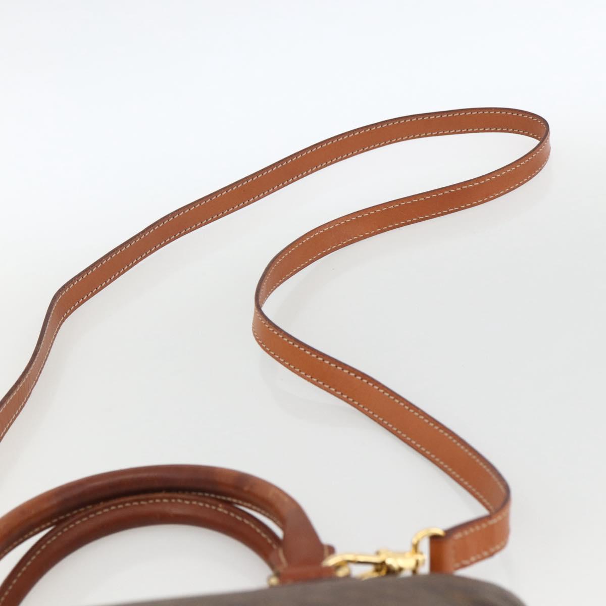 CELINE Macadam Canvas Hand Bag PVC Leather 2way Brown Gold Auth LNZ540
