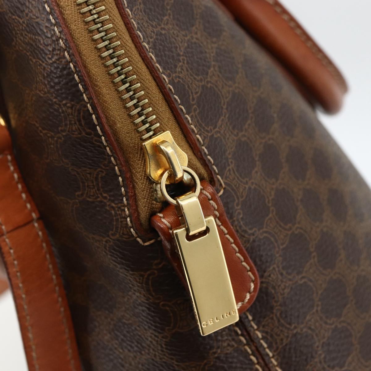 CELINE Macadam Canvas Hand Bag PVC Leather 2way Brown Gold Auth LNZ540