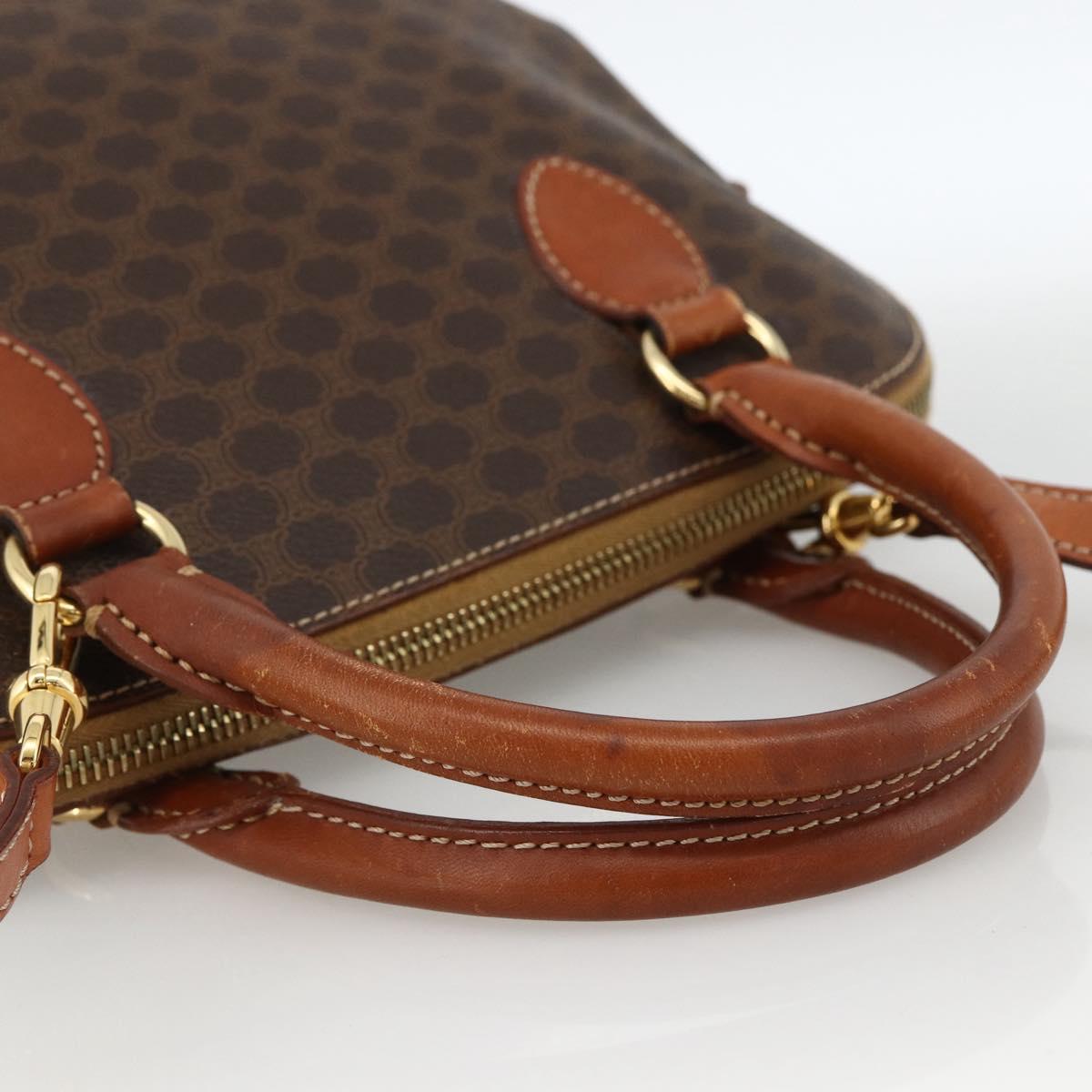 CELINE Macadam Canvas Hand Bag PVC Leather 2way Brown Gold Auth LNZ540