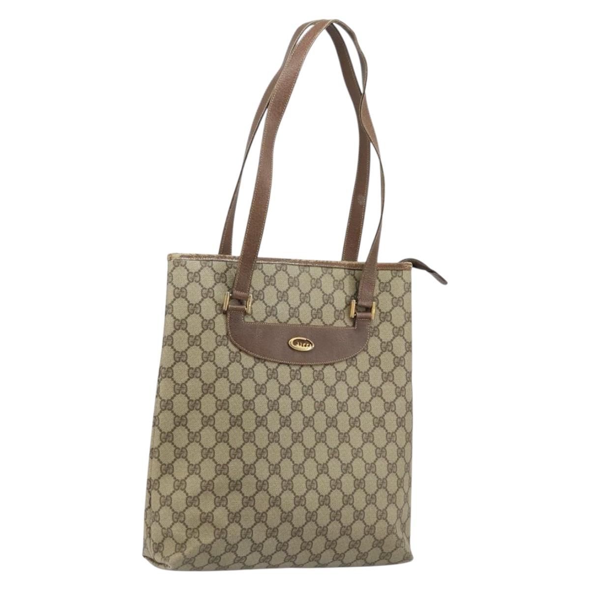 GUCCI GG Supreme Tote Bag PVC Beige Gold 002 39 6130 Auth LNZ541