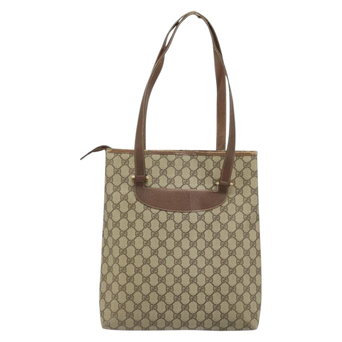 GUCCI GG Supreme Tote Bag PVC Beige Gold 002 39 6130 Auth LNZ541