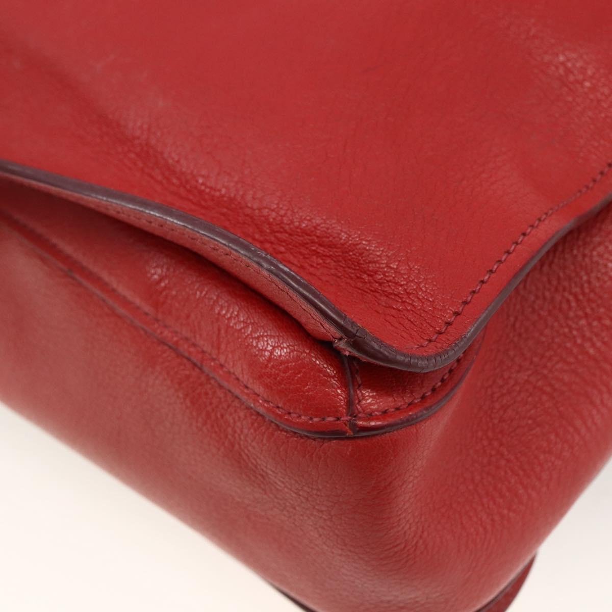 Miu Miu Madras Hand Bag Leather 2way Red Gold Auth LNZ542