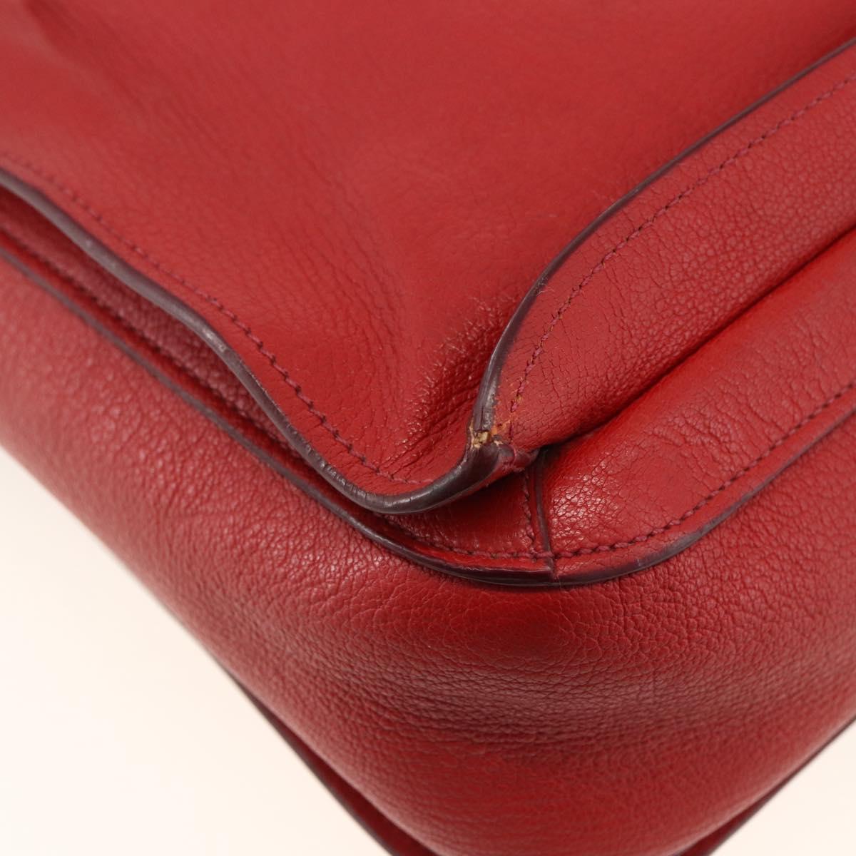 Miu Miu Madras Hand Bag Leather 2way Red Gold Auth LNZ542