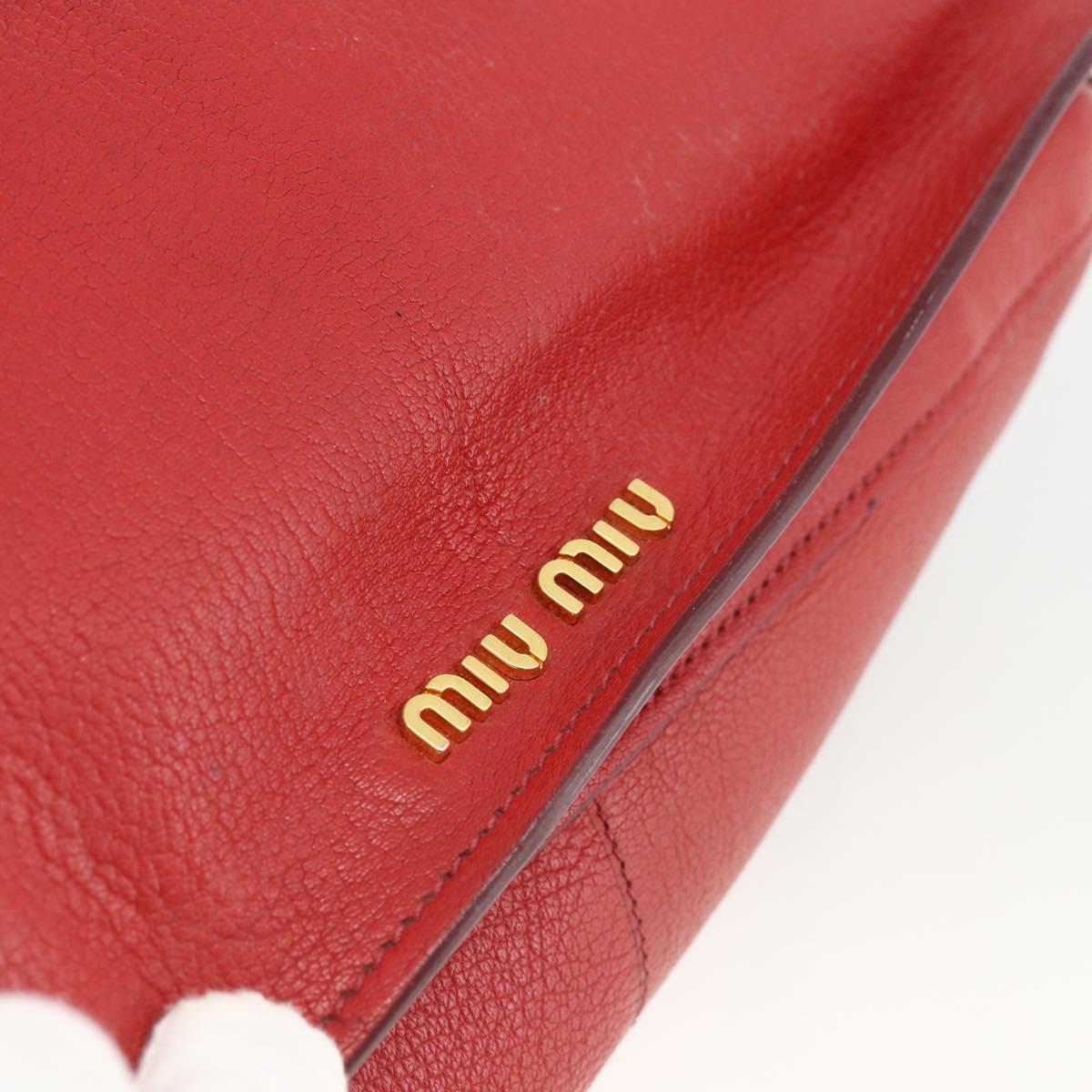 Miu Miu Madras Hand Bag Leather 2way Red Gold Auth LNZ542