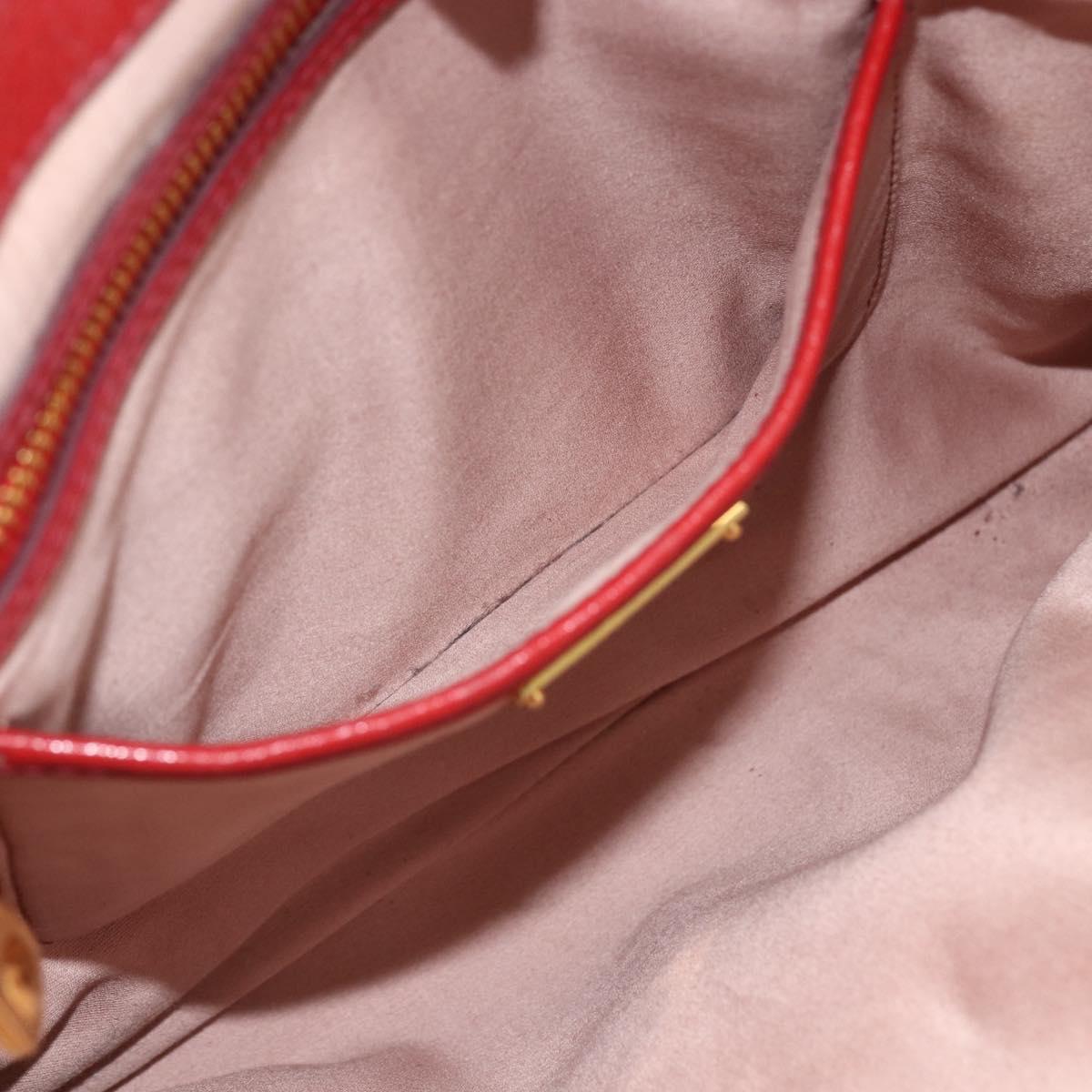 Miu Miu Madras Hand Bag Leather 2way Red Gold Auth LNZ542