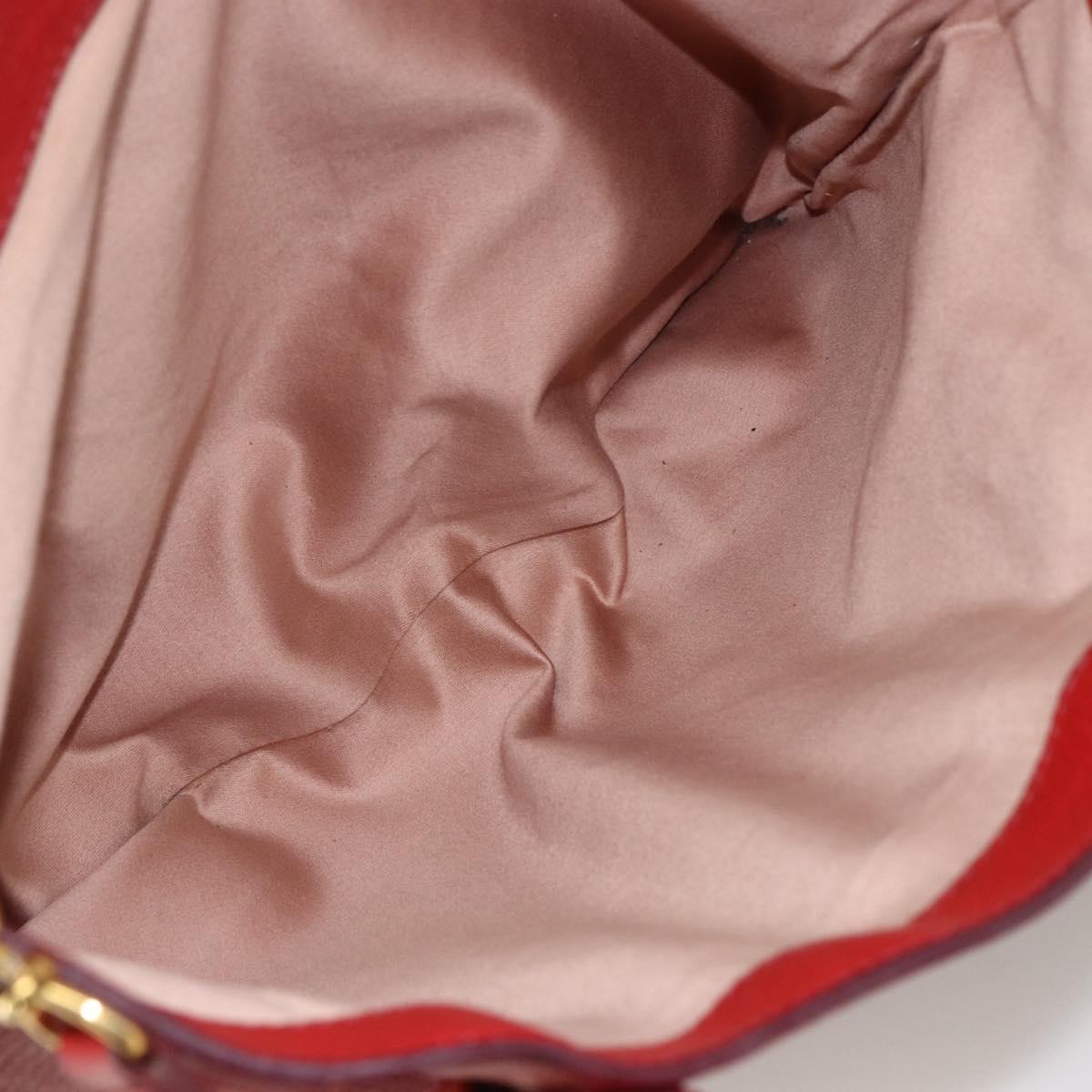 Miu Miu Madras Hand Bag Leather 2way Red Gold Auth LNZ542