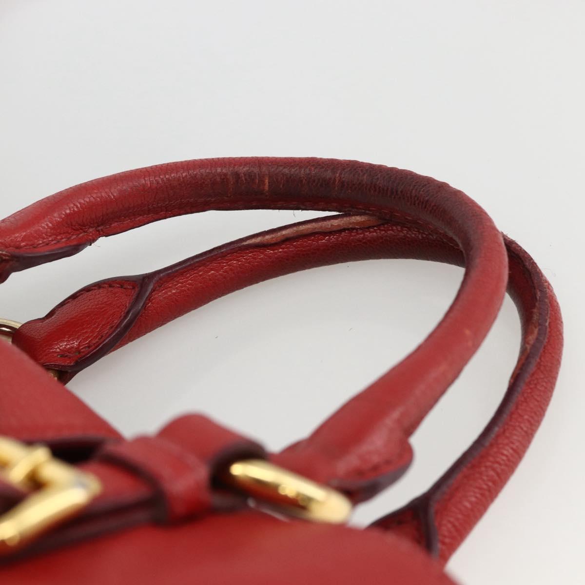 Miu Miu Madras Hand Bag Leather 2way Red Gold Auth LNZ542