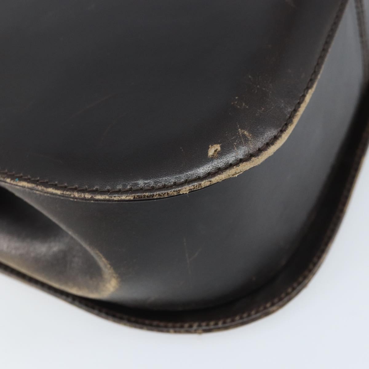 Salvatore Ferragamo Gancini Shoulder Bag Leather Dark Brown Gold Auth LNZ544