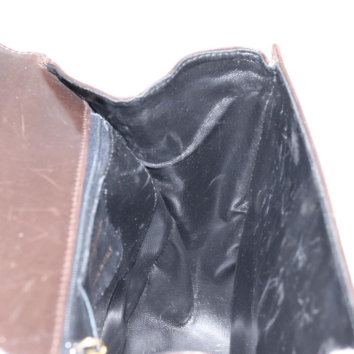 Salvatore Ferragamo Gancini Shoulder Bag Leather Dark Brown Gold Auth LNZ544