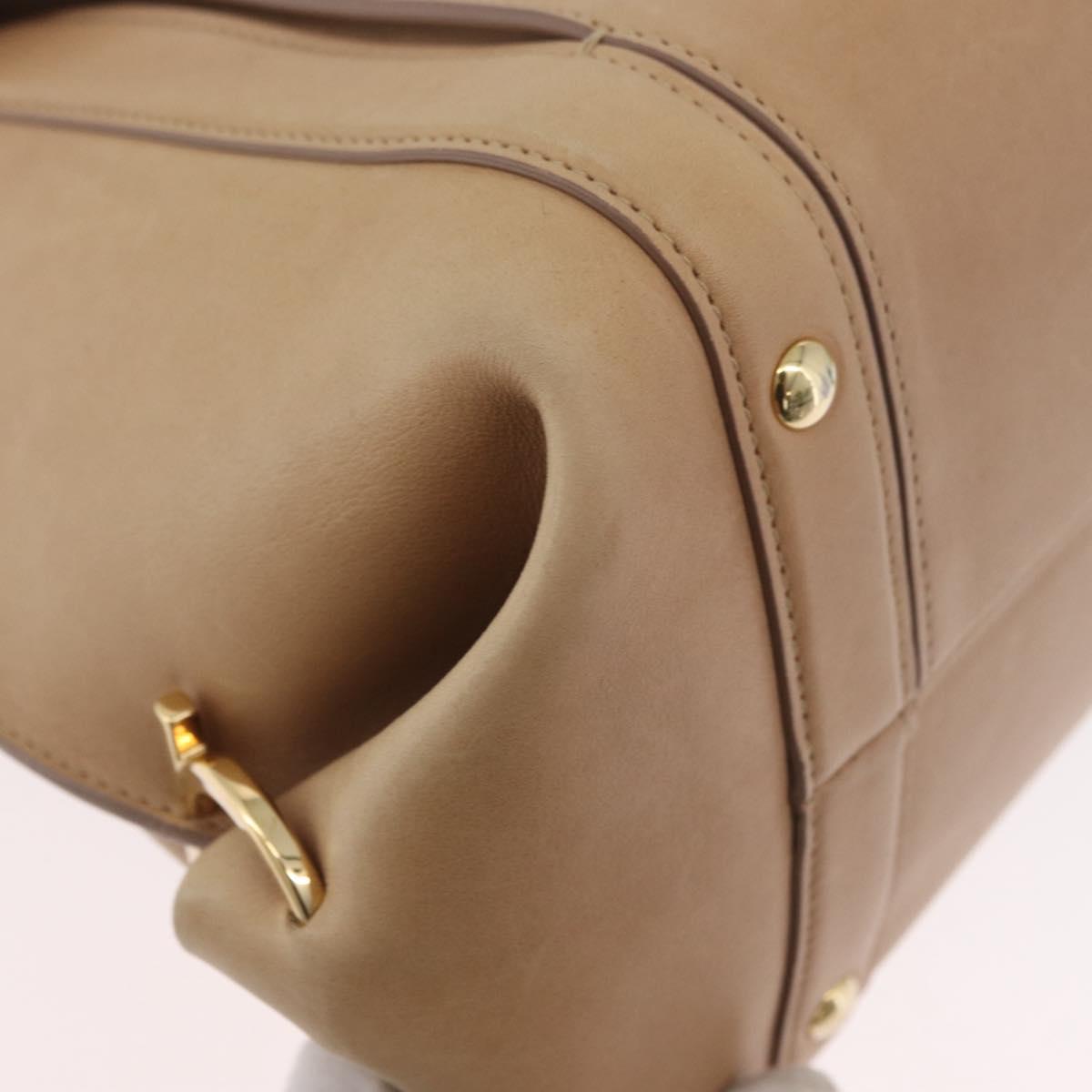 Salvatore Ferragamo Gancini Sofia Hand Bag Leather 2way Beige Gold Auth LNZ545