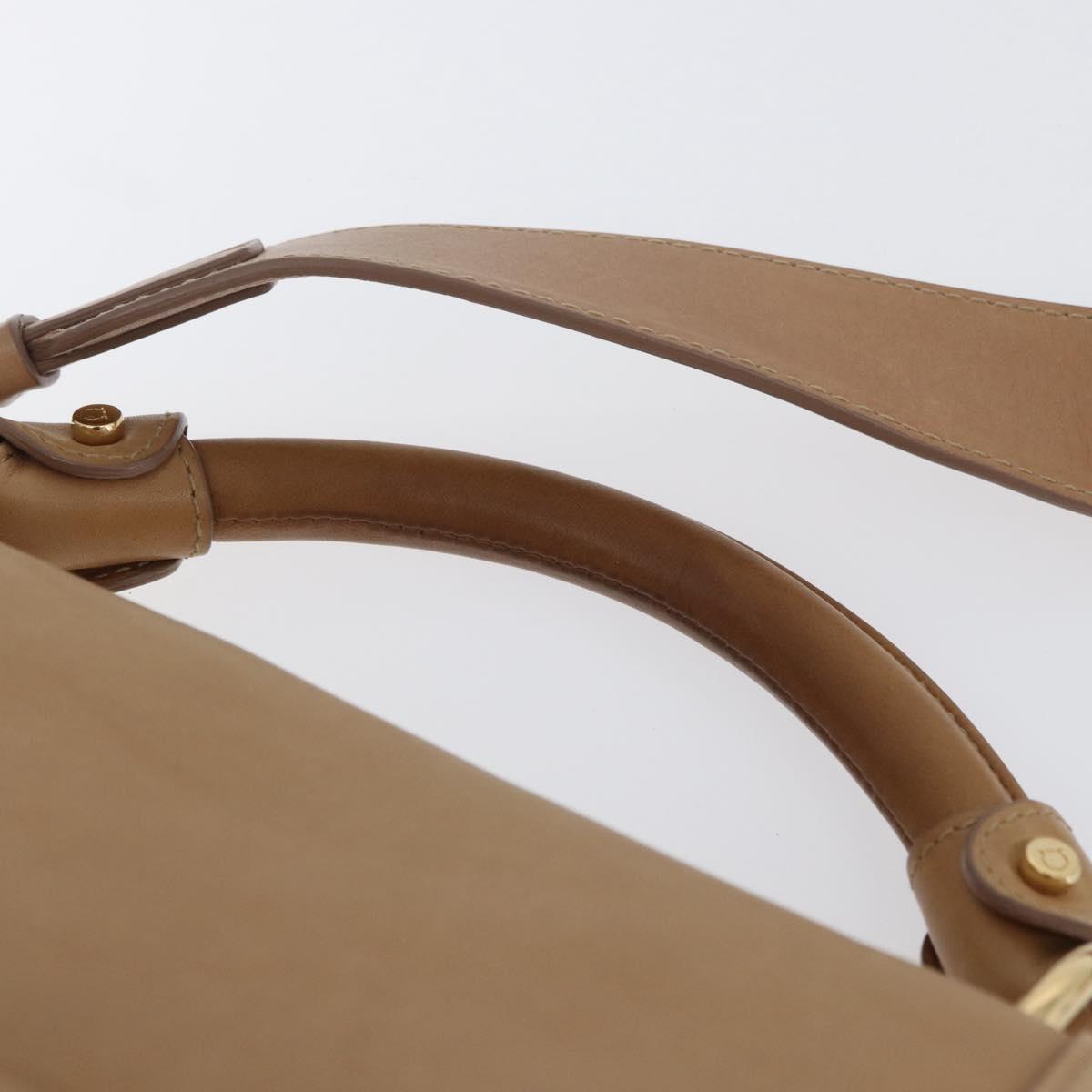 Salvatore Ferragamo Gancini Sofia Hand Bag Leather 2way Beige Gold Auth LNZ545