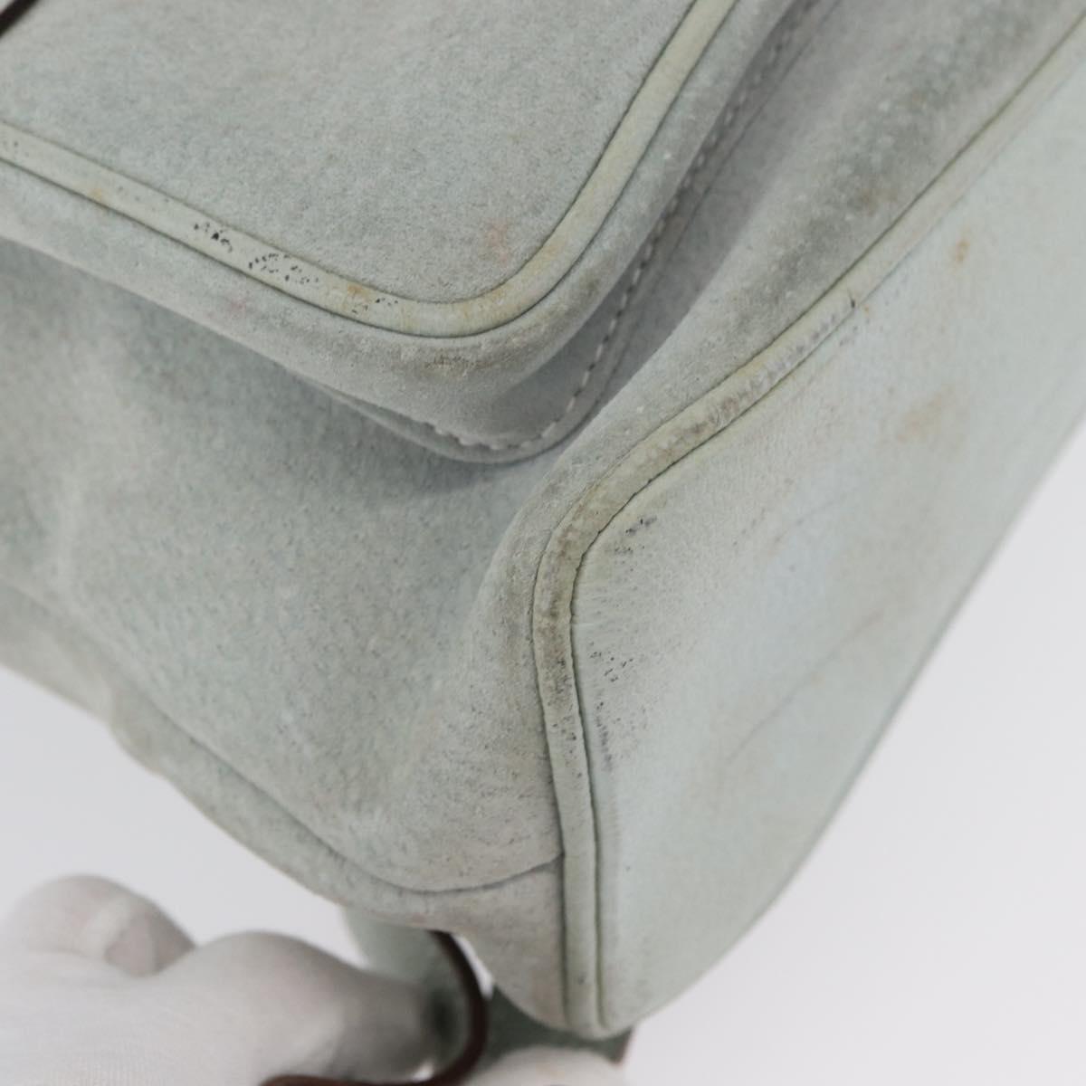 GUCCI Bamboo Backpack Suede Light Blue Gold 003 2058 0016 Auth LNZ552