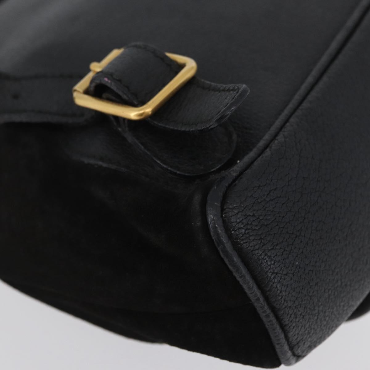 GUCCI Bamboo Backpack Leather Black Gold 003 3444 0030 Auth LNZ554