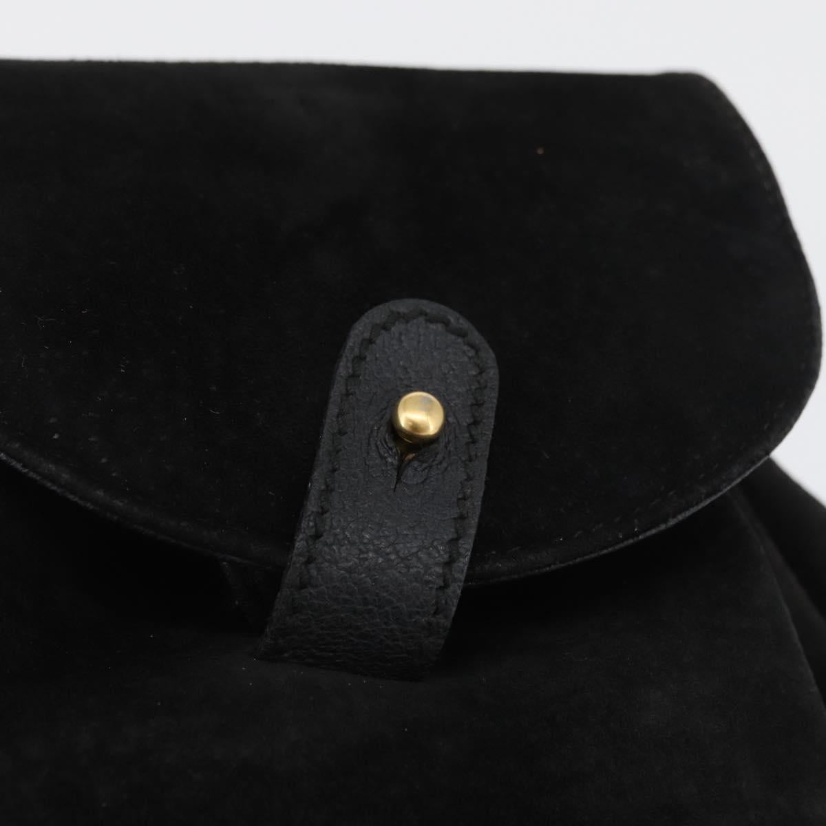 GUCCI Bamboo Backpack Leather Black Gold 003 3444 0030 Auth LNZ554