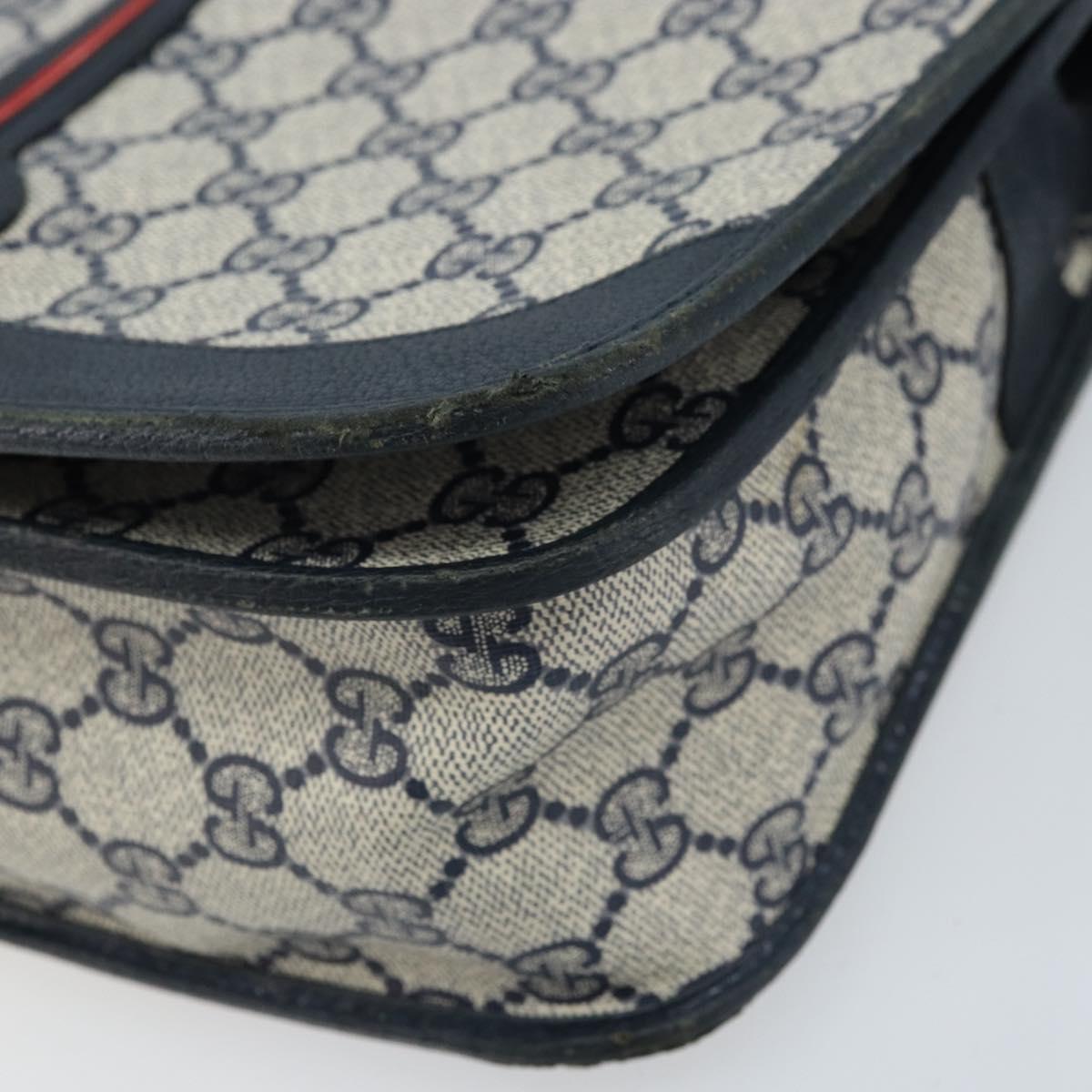 GUCCI Micro GG Supreme Sherry Line Bag PVC Navy Gold 001 113 0551 Auth LNZ556