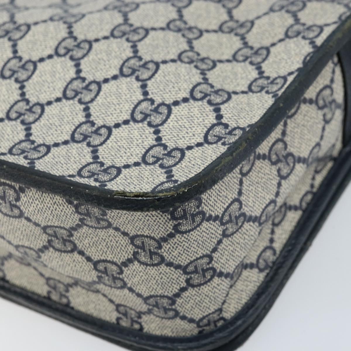 GUCCI Micro GG Supreme Sherry Line Bag PVC Navy Gold 001 113 0551 Auth LNZ556