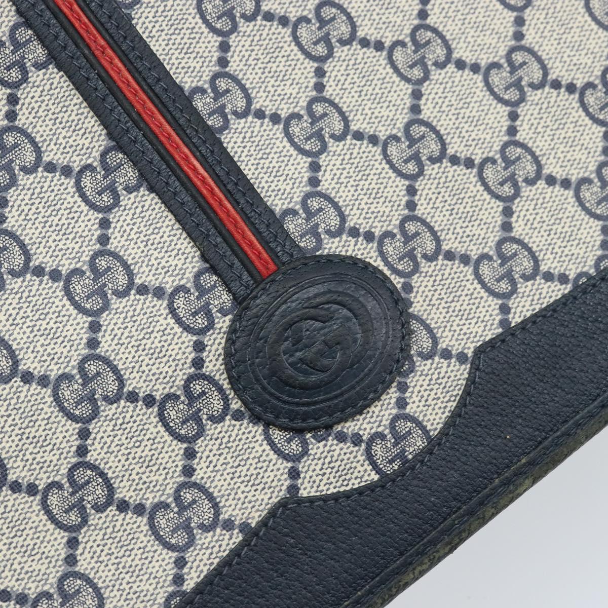 GUCCI Micro GG Supreme Sherry Line Bag PVC Navy Gold 001 113 0551 Auth LNZ556