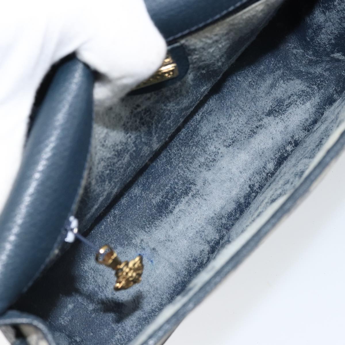GUCCI Micro GG Supreme Sherry Line Bag PVC Navy Gold 001 113 0551 Auth LNZ556