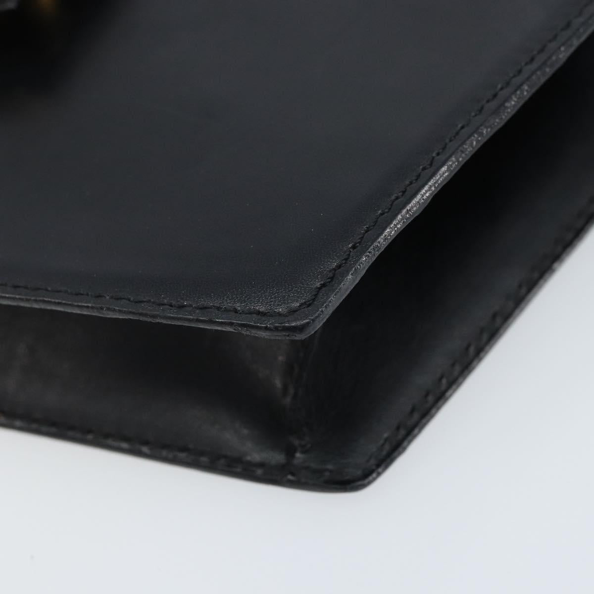 CELINE Hand Bag Leather Black Gold Auth LNZ560A