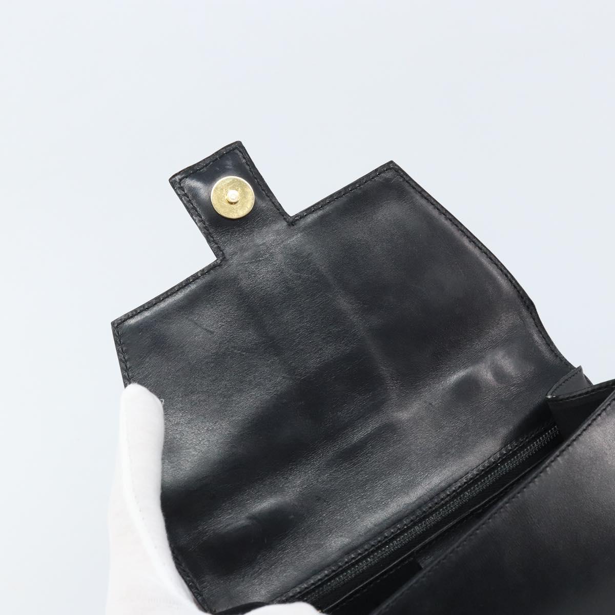 CELINE Hand Bag Leather Black Gold Auth LNZ560A