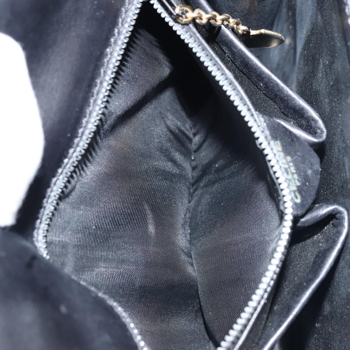 CELINE Hand Bag Leather Black Gold Auth LNZ560A