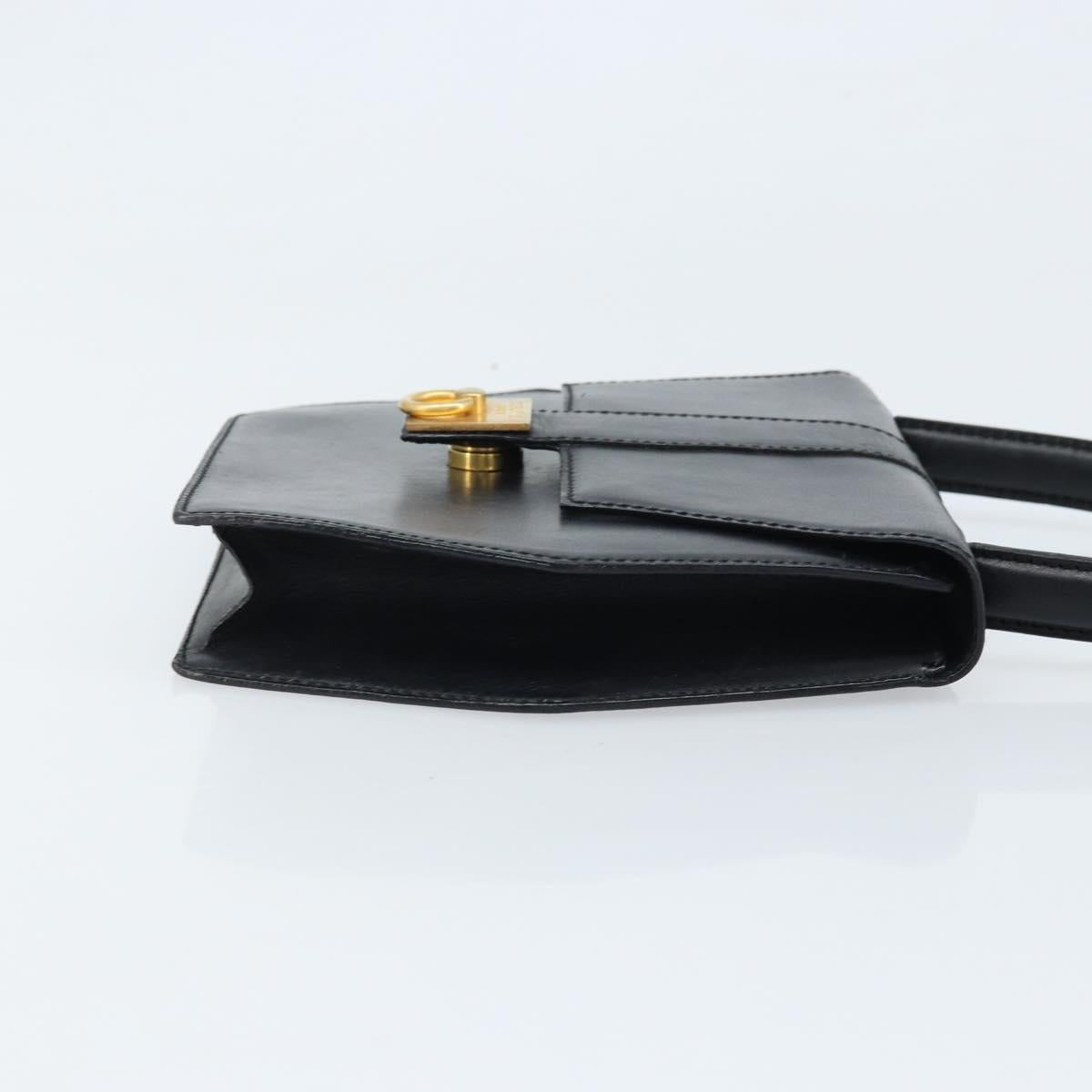 CELINE Hand Bag Leather Black Gold Auth LNZ560A