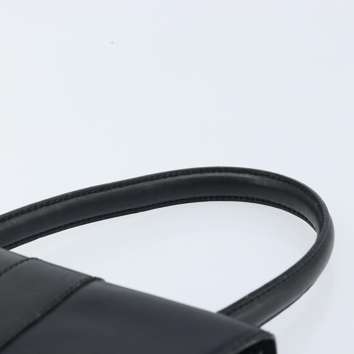 CELINE Hand Bag Leather Black Gold Auth LNZ560A