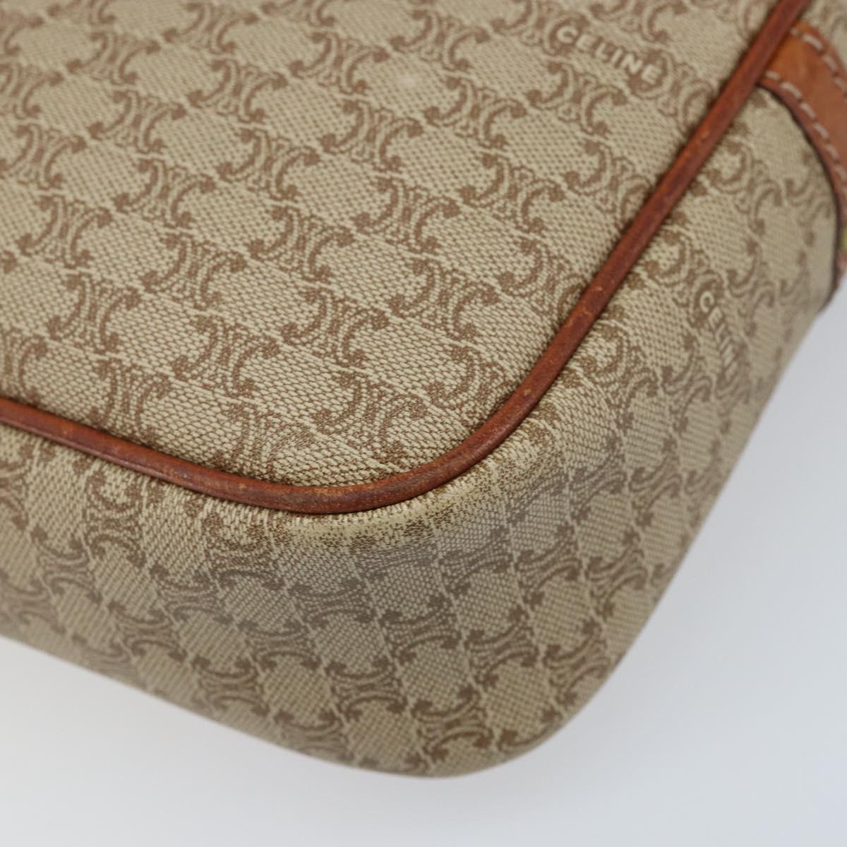 CELINE Macadam Canvas Shoulder Bag PVC Beige Gold Auth LNZ569
