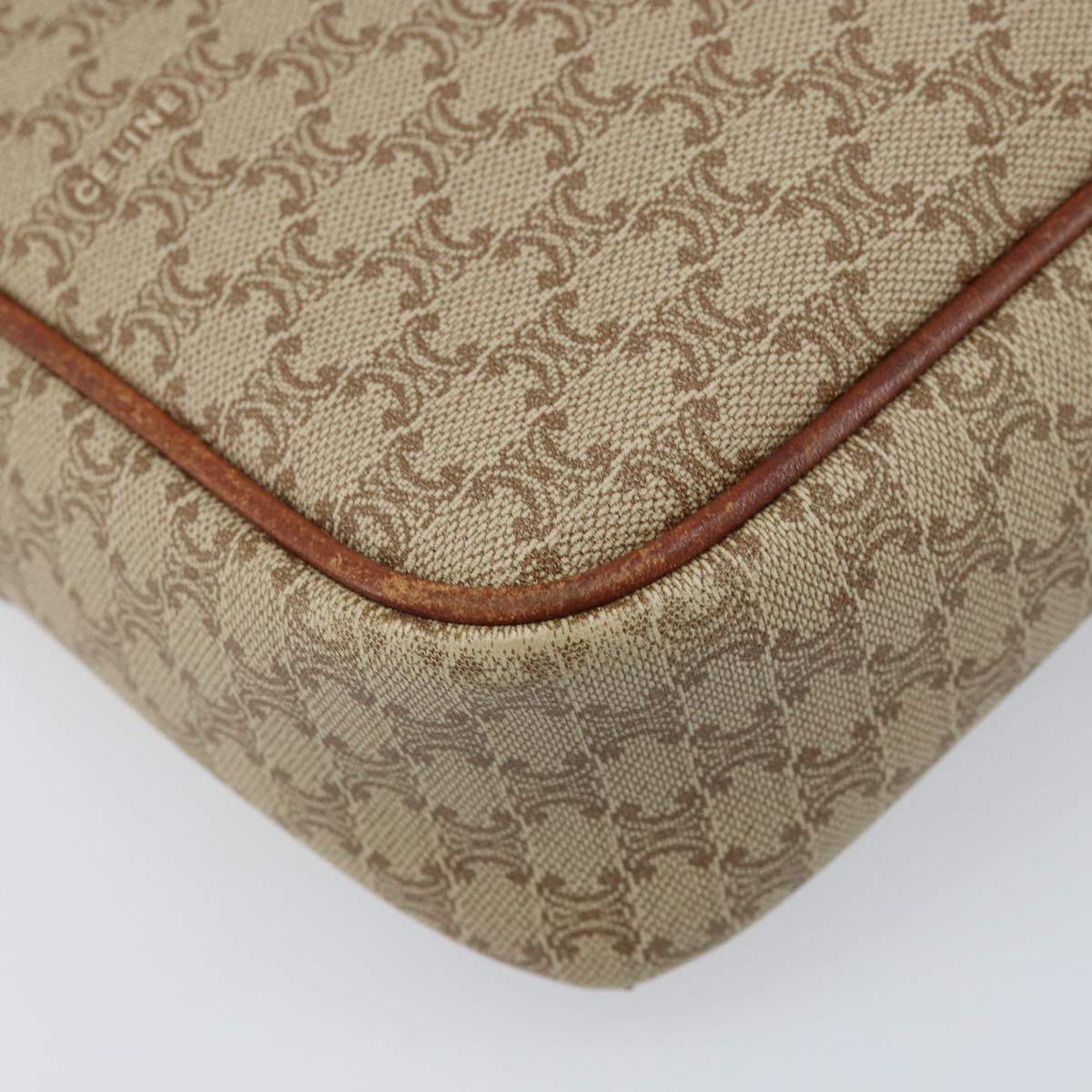 CELINE Macadam Canvas Shoulder Bag PVC Beige Gold Auth LNZ569