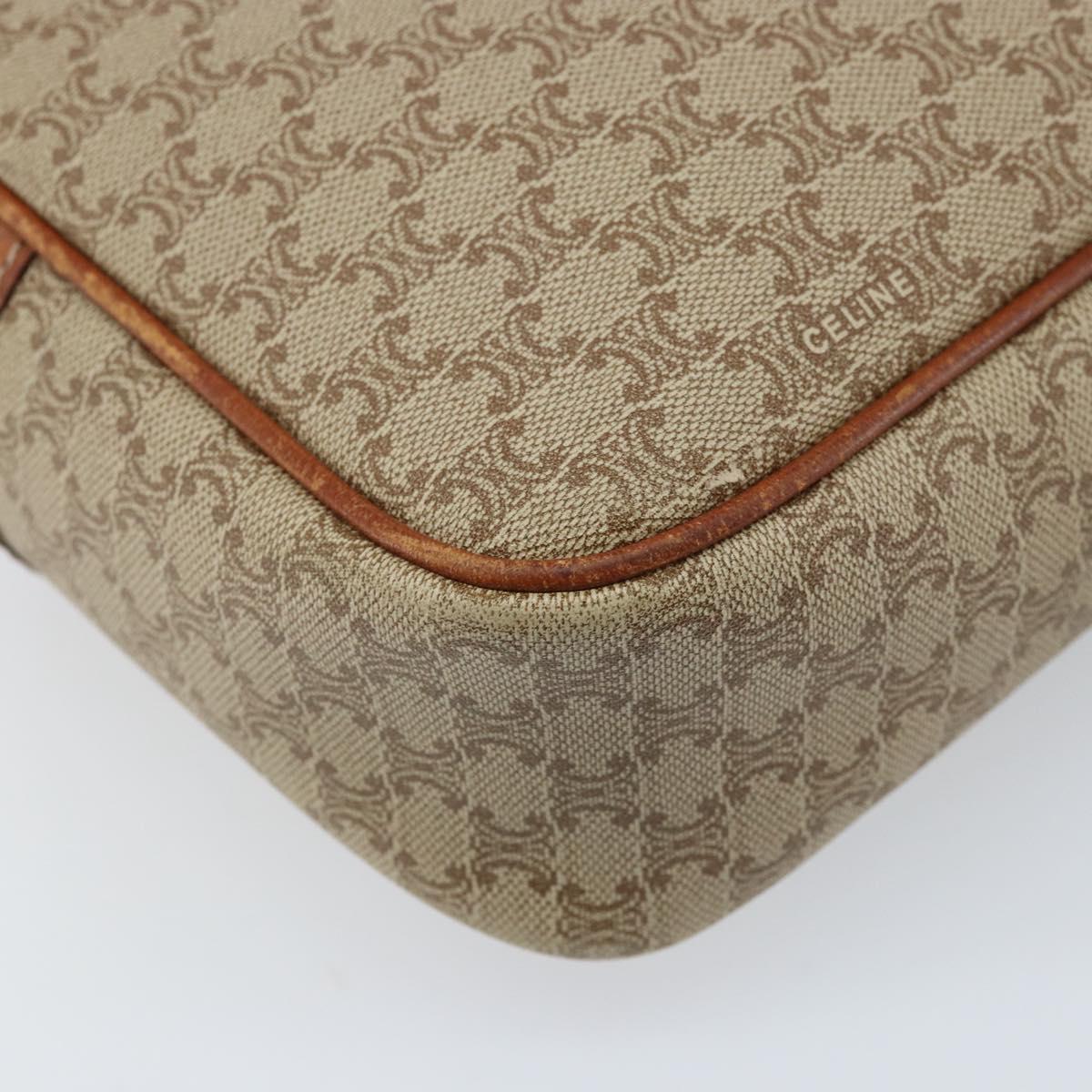 CELINE Macadam Canvas Shoulder Bag PVC Beige Gold Auth LNZ569