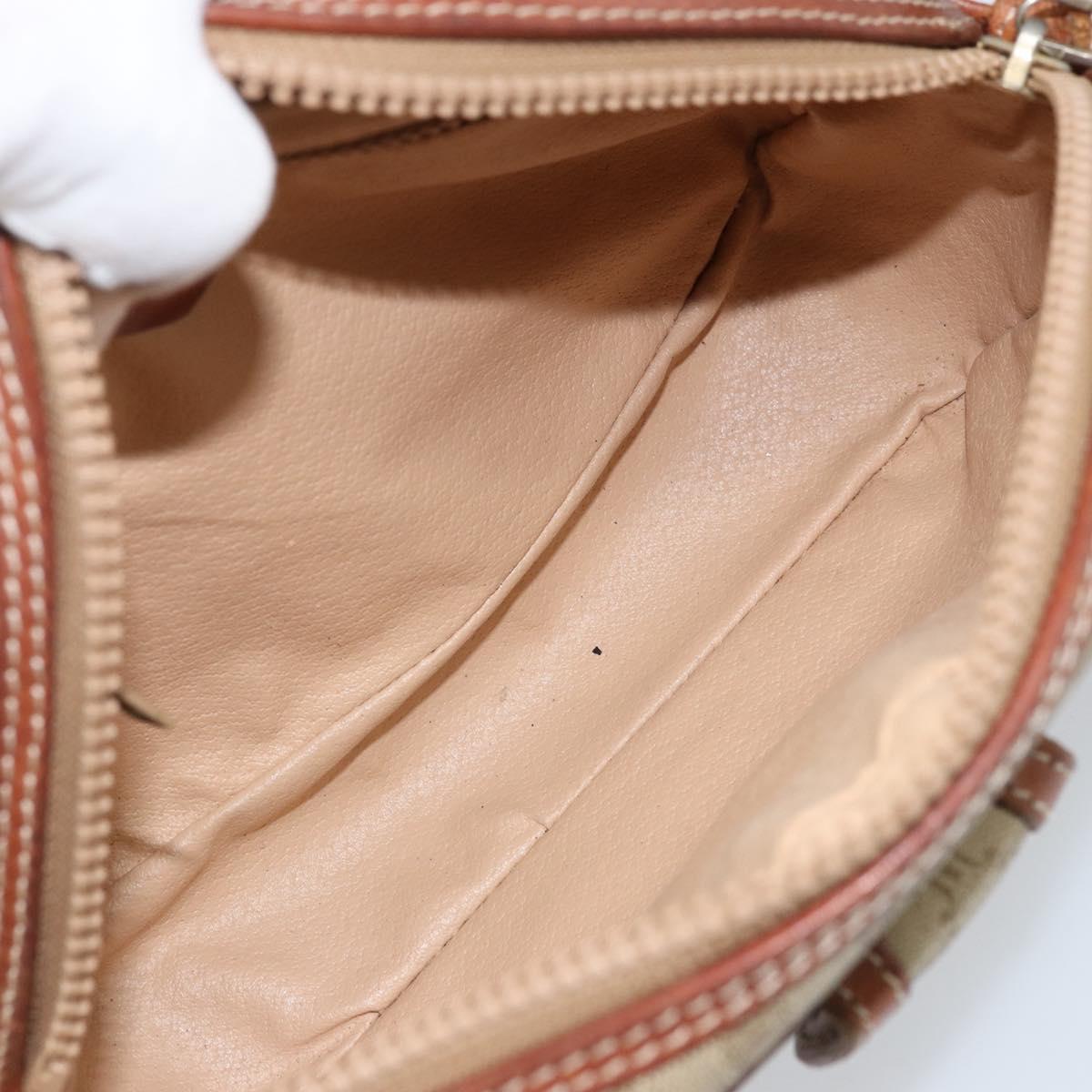 CELINE Macadam Canvas Shoulder Bag PVC Beige Gold Auth LNZ569