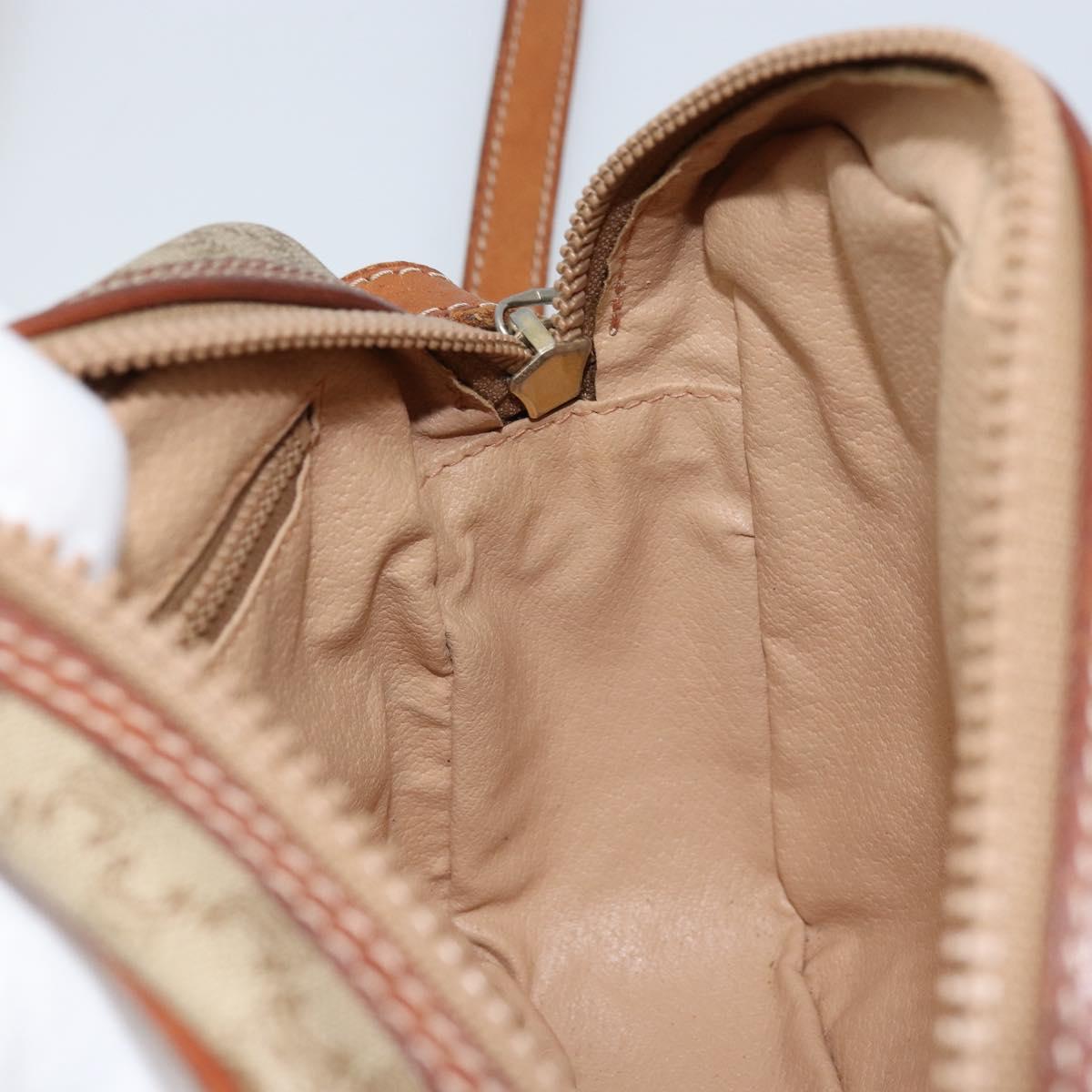 CELINE Macadam Canvas Shoulder Bag PVC Beige Gold Auth LNZ569